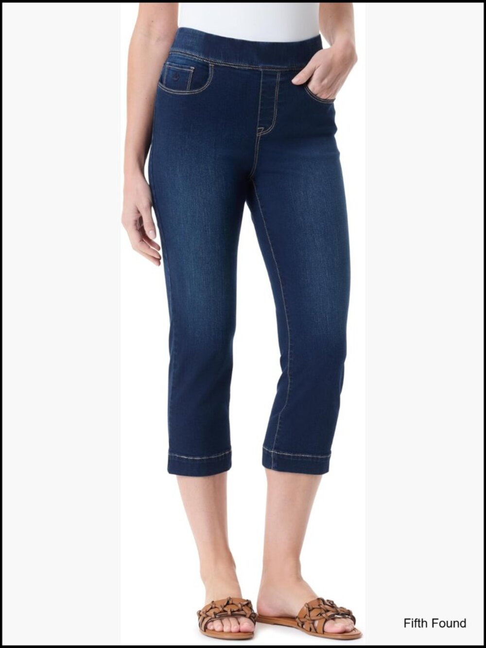 Pull On Comfort Waist Capri Petite Stretch Crop Jeans